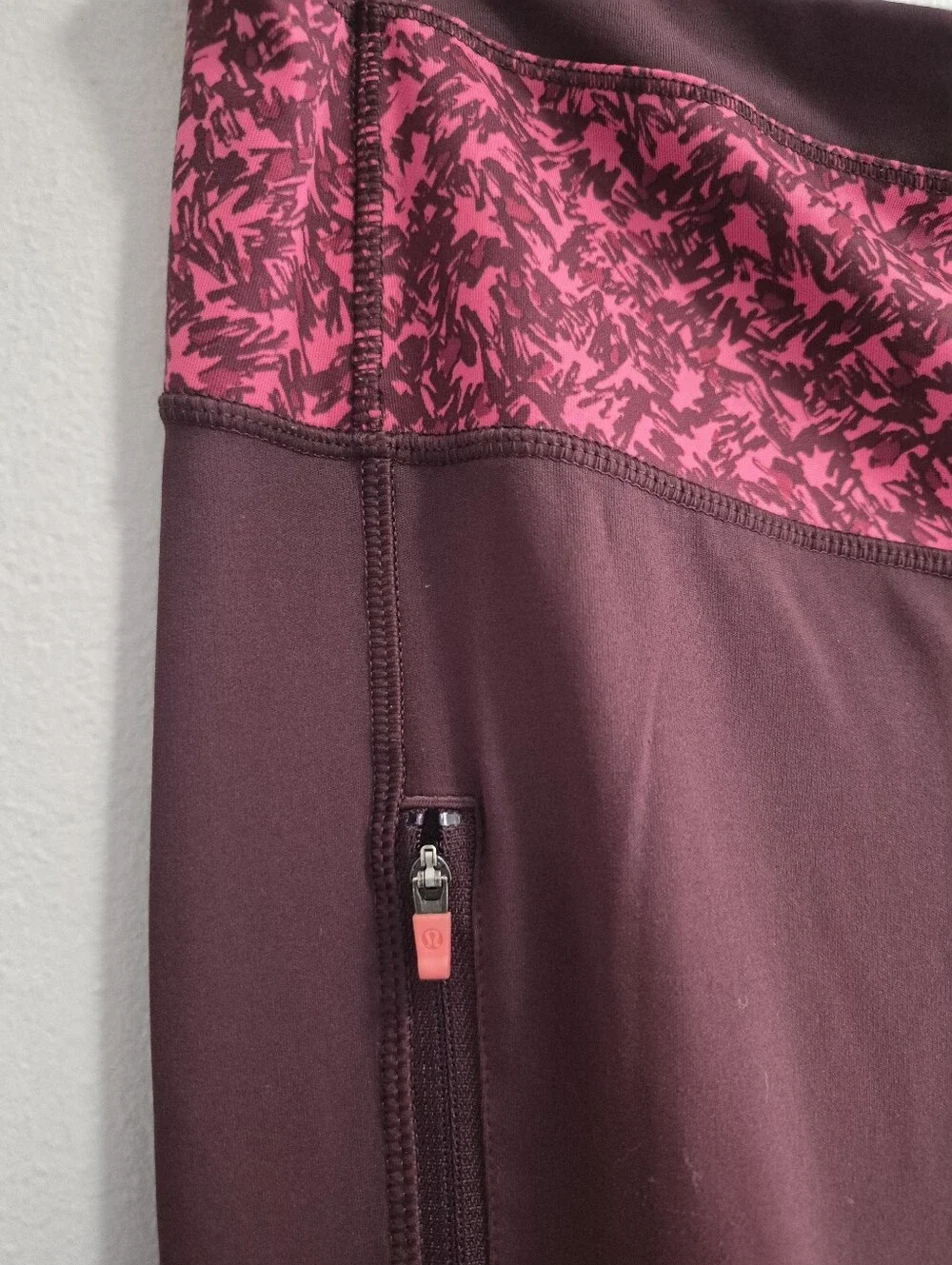 Lululemon Can't Stop Pant II Bordeaux Drama / Mountain Peaks Bon Bon Size 10